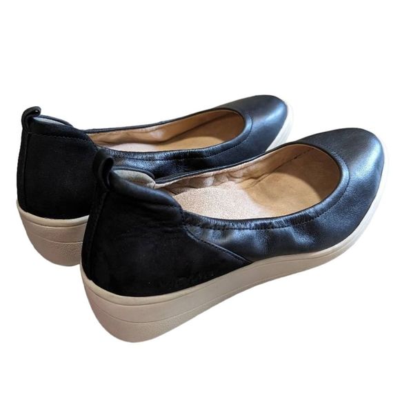 Vionic Jacey wedge black leather wedge slip on low heel shoe women's 9 - Picture 4 of 10